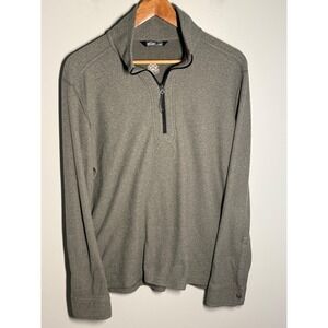 Stio Mens L 1/4 Zip Fleece Pullover Sweater Heathered Grey Pinecone Logo L